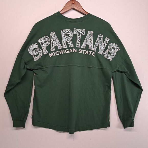 Venley Tops - Michigan State Spartans Spirit Jersey Long Sleeve Shirt Womens Small Green MSU
